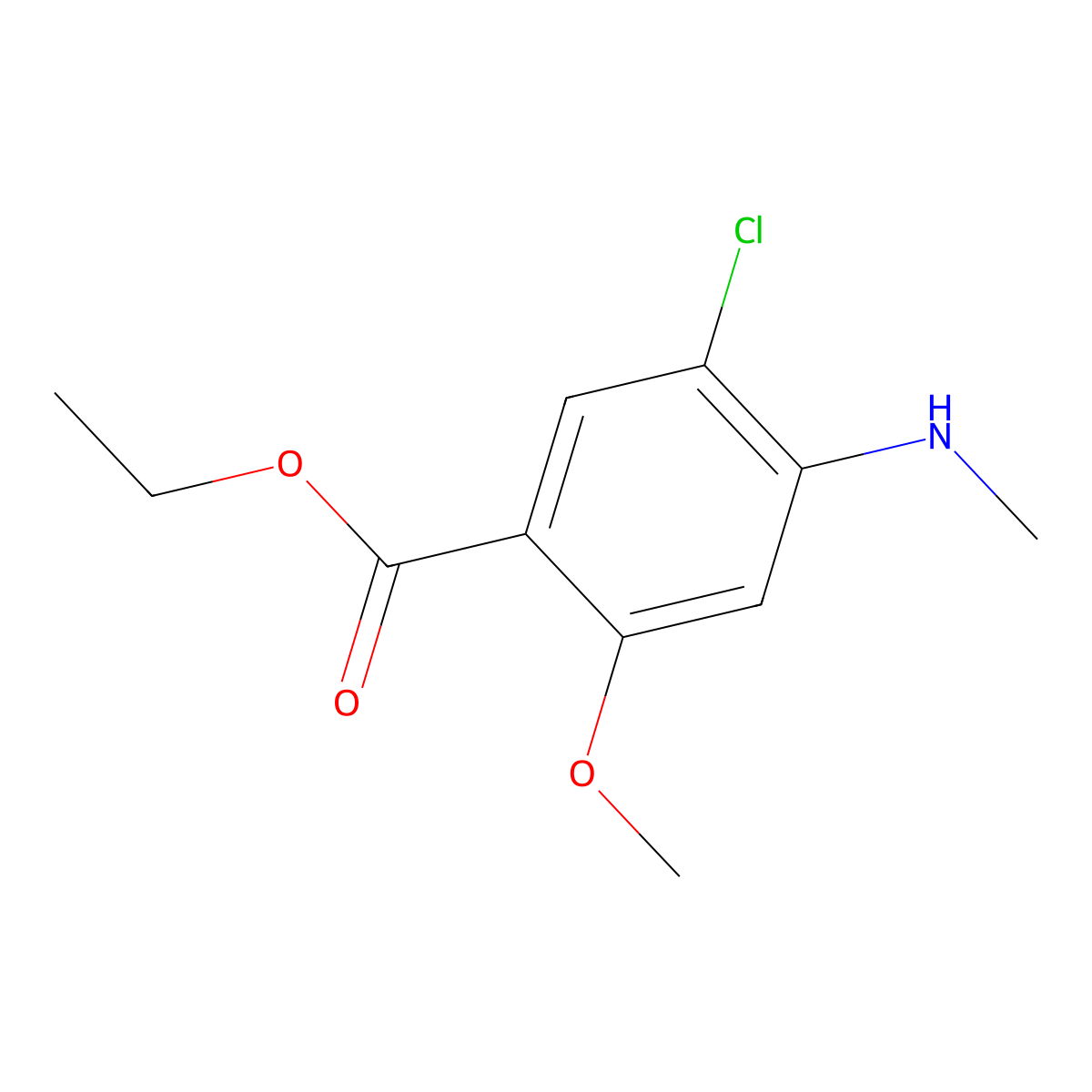 Ethyl 5-chloro-2-methoxy-4-(methylamino)benzoate molecular structure, CAS 476614-88-7