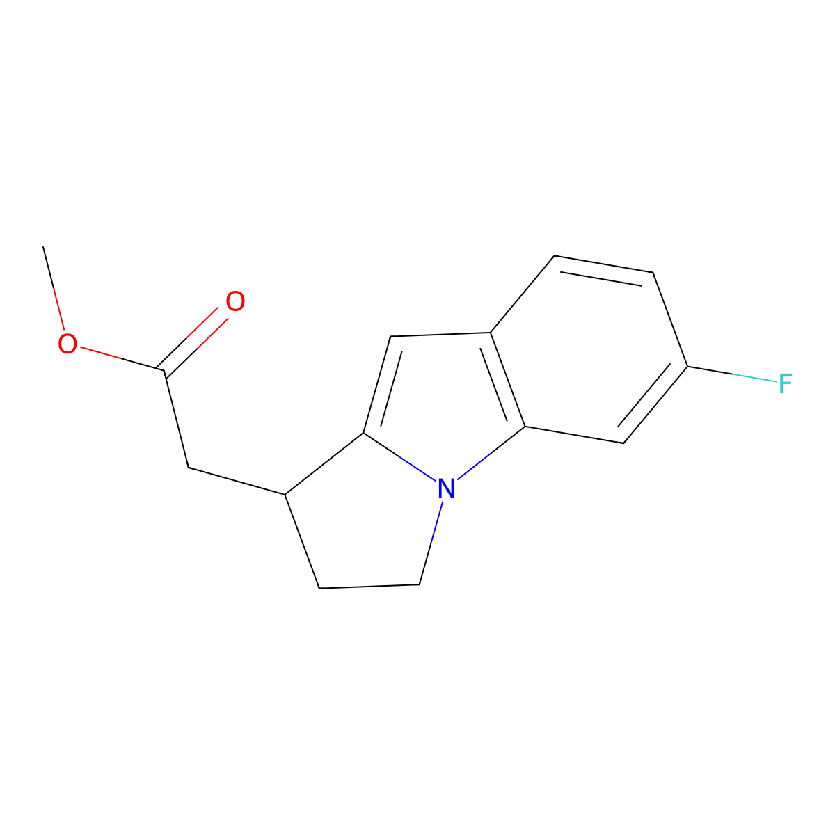 Methyl 2-(6-fluoro-2,3-dihydro-1H-pyrrolo[1,2-a]indol-1-yl)acetate molecular structure, CAS 476619-16-6