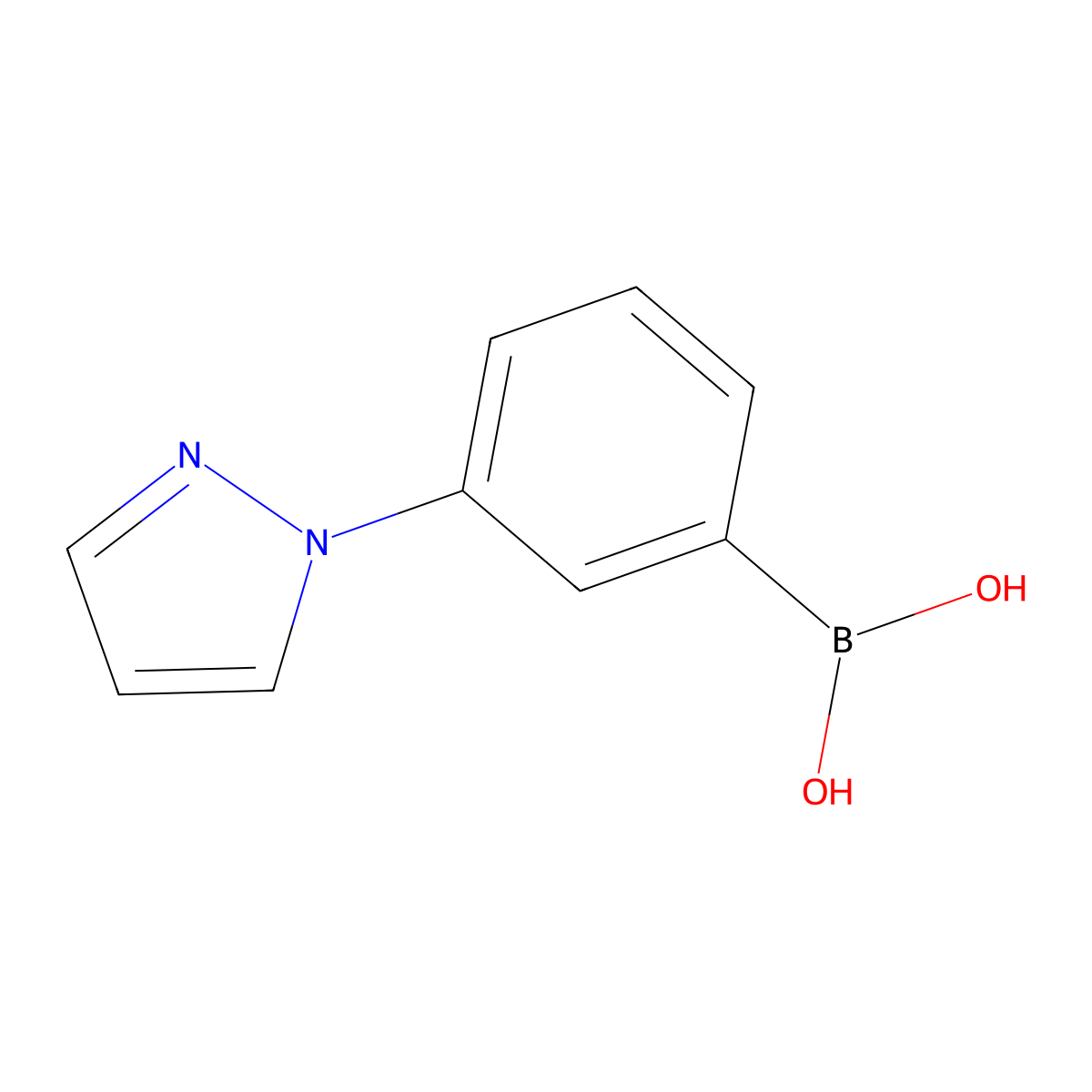 (3-(1H-pyrazol-1-yl)phenyl)boronic acid molecular structure, CAS 476620-22-1