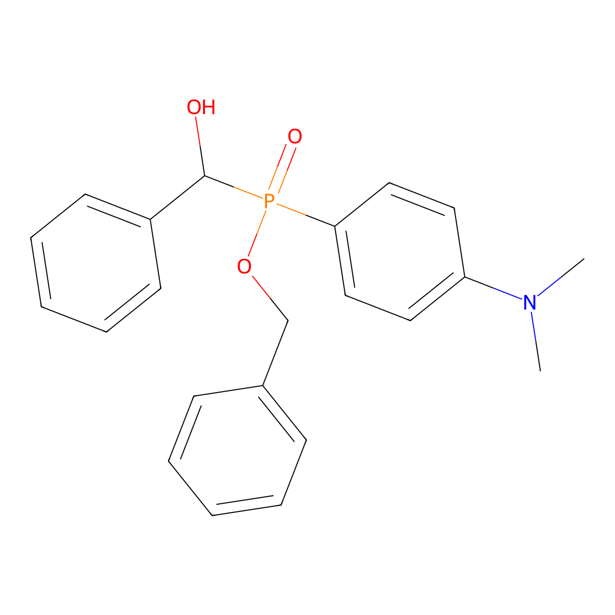 Benzyl (4-(dimethylamino)phenyl)(hydroxy(phenyl)methyl)phosphinate molecular structure, CAS 476624-65-4