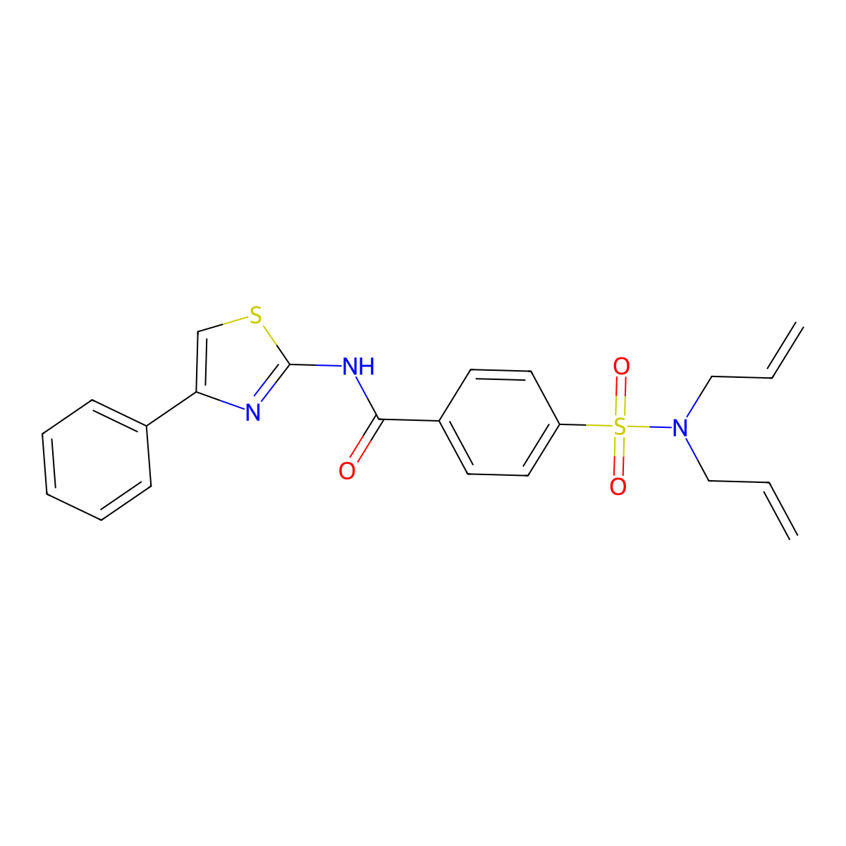 4-(N,N-diallylsulfamoyl)-N-(4-phenylthiazol-2-yl)benzamide molecular structure, CAS 476625-98-6