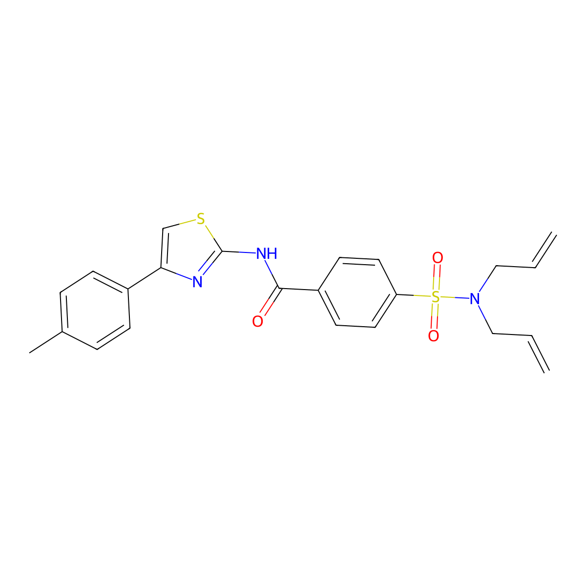 4-(N,N-diallylsulfamoyl)-N-(4-(p-tolyl)thiazol-2-yl)benzamide molecular structure, CAS 476625-99-7