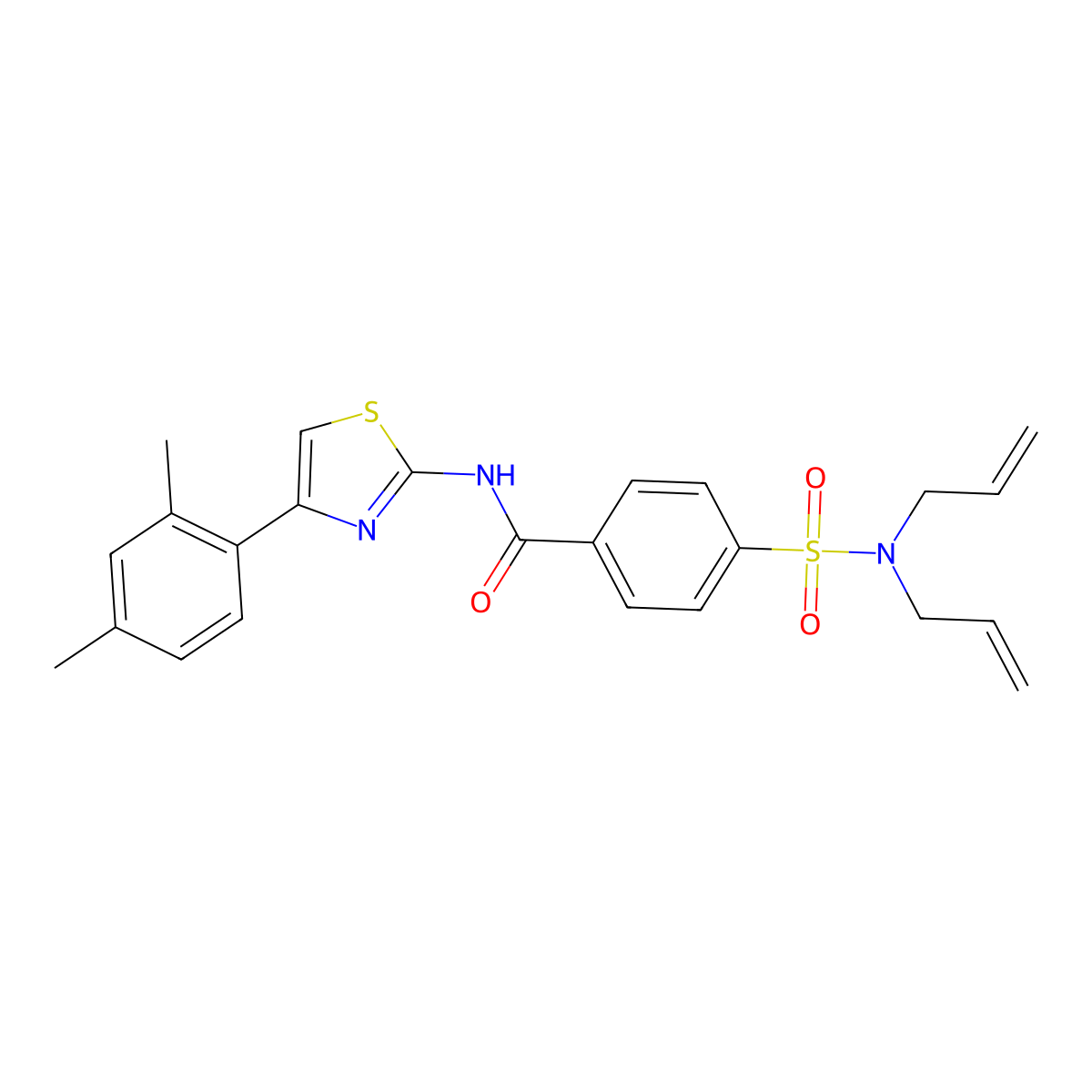 4-(N,N-diallylsulfamoyl)-N-(4-(2,4-dimethylphenyl)thiazol-2-yl)benzamide molecular structure, CAS 476626-03-6