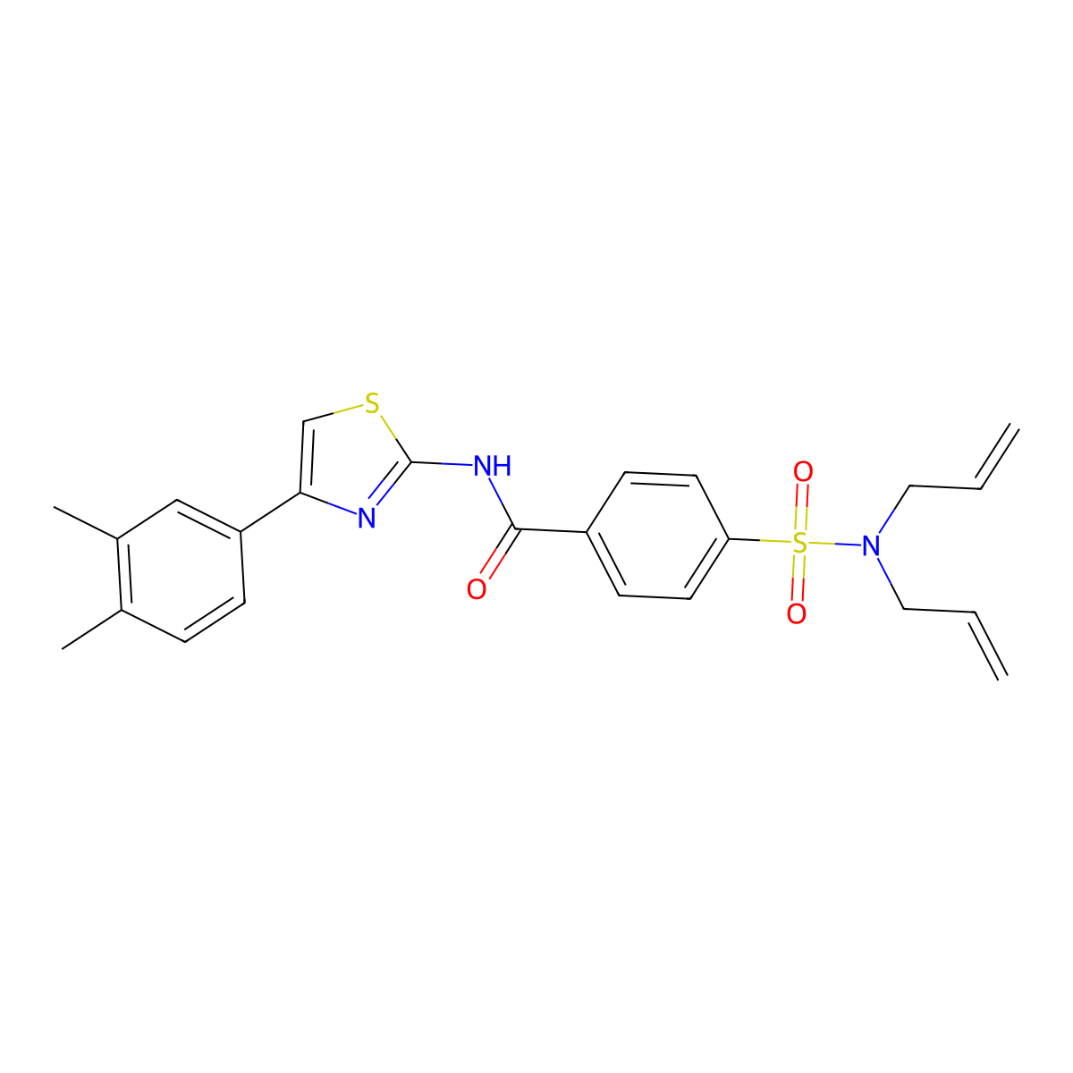 4-(N,N-diallylsulfamoyl)-N-(4-(3,4-dimethylphenyl)thiazol-2-yl)benzamide molecular structure, CAS 476626-04-7
