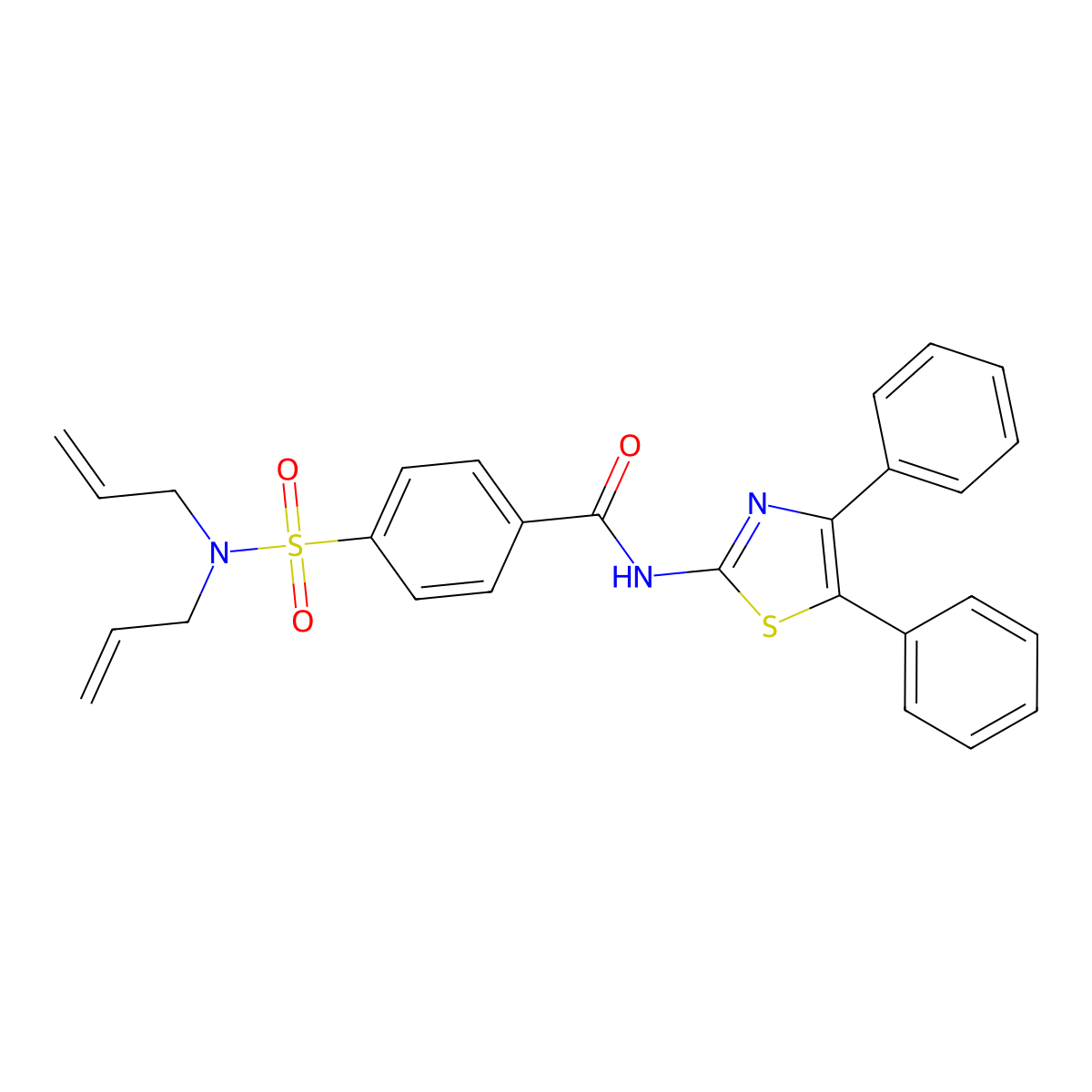 4-(N,N-diallylsulfamoyl)-N-(4,5-diphenylthiazol-2-yl)benzamide molecular structure, CAS 476626-05-8