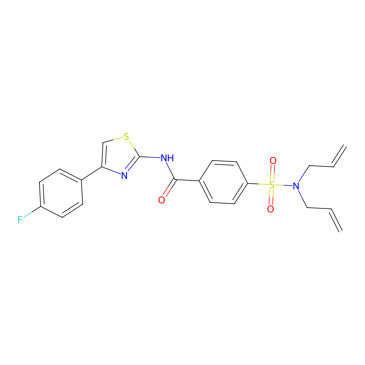 4-(N,N-diallylsulfamoyl)-N-(4-(4-fluorophenyl)thiazol-2-yl)benzamide molecular structure, CAS 476626-13-8