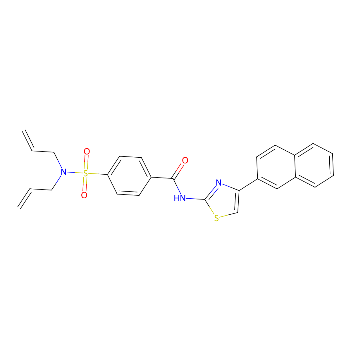 4-(N,N-diallylsulfamoyl)-N-(4-(naphthalen-2-yl)thiazol-2-yl)benzamide molecular structure, CAS 476626-16-1