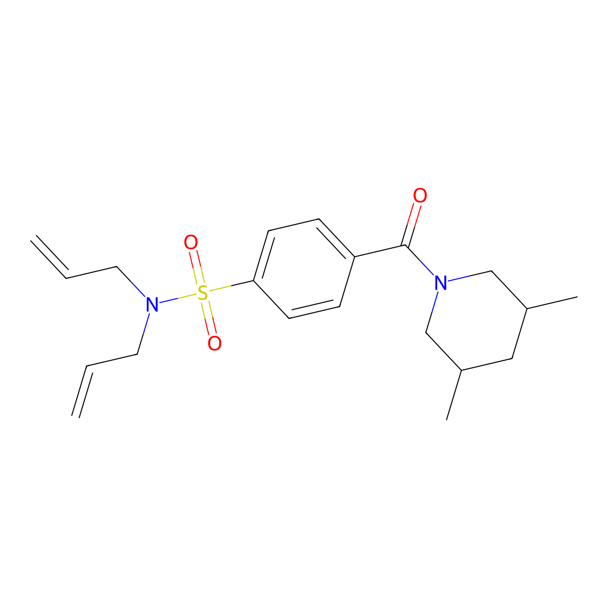 N,N-diallyl-4-(3,5-dimethylpiperidine-1-carbonyl)benzenesulfonamide molecular structure, CAS 476626-63-8
