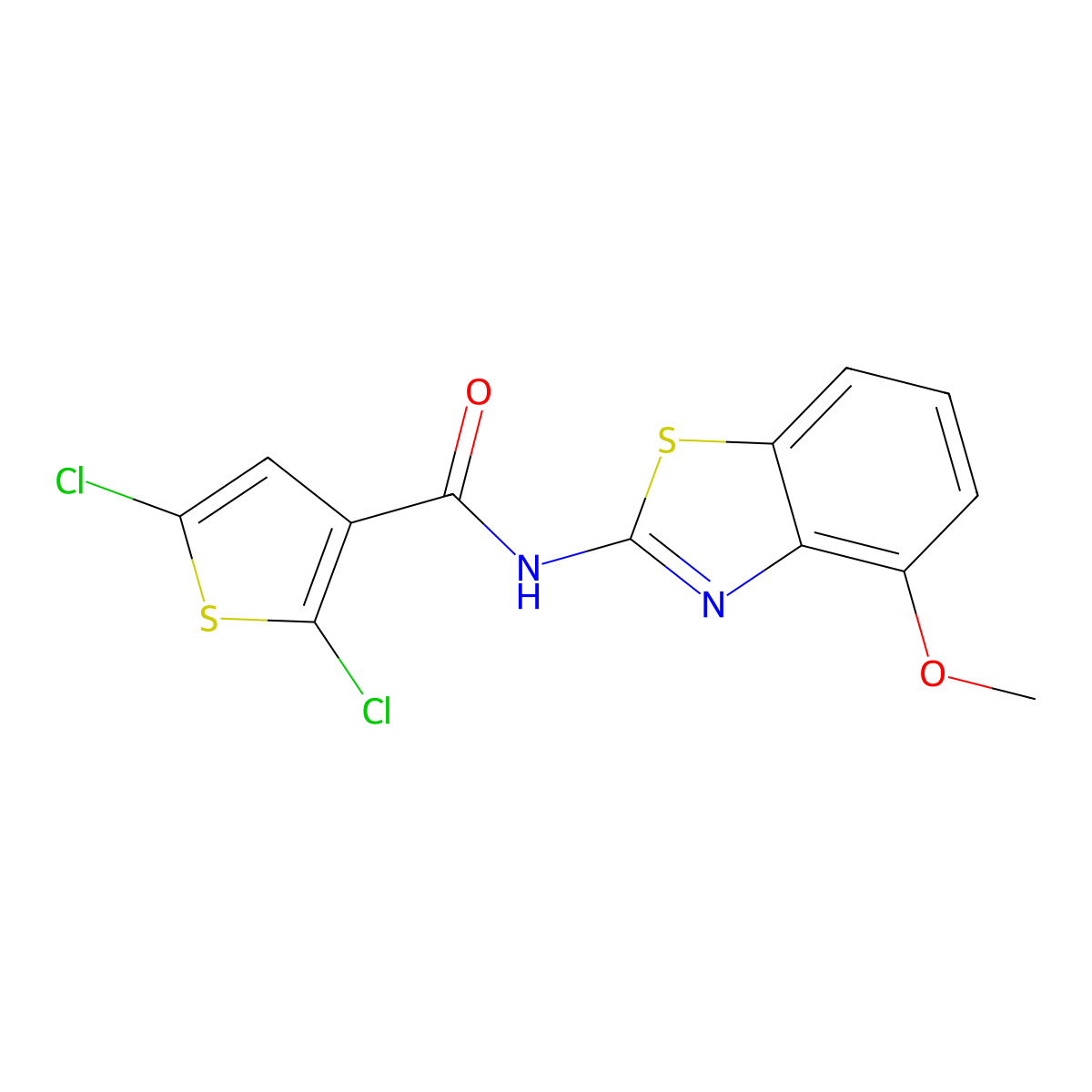2,5-dichloro-N-(4-methoxy-1,3-benzothiazol-2-yl)thiophene-3-carboxamide molecular structure, CAS 476626-76-3