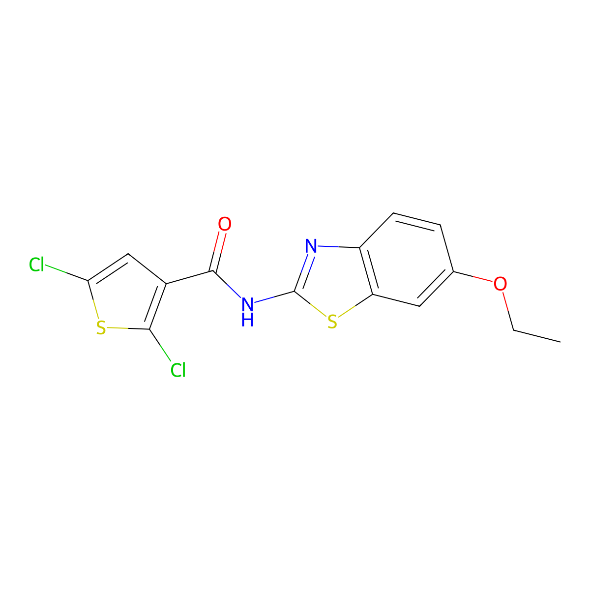 2,5-dichloro-N-(6-ethoxy-1,3-benzothiazol-2-yl)thiophene-3-carboxamide molecular structure, CAS 476626-77-4