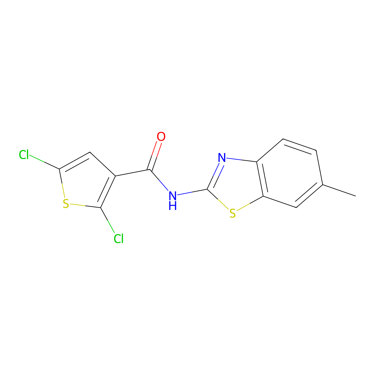2,5-dichloro-N-(6-methyl-1,3-benzothiazol-2-yl)thiophene-3-carboxamide molecular structure, CAS 476626-80-9