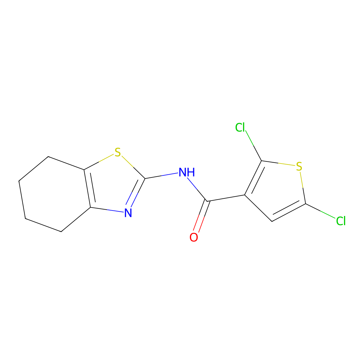 2,5-dichloro-N-(4,5,6,7-tetrahydro-1,3-benzothiazol-2-yl)thiophene-3-carboxamide molecular structure, CAS 476626-85-4