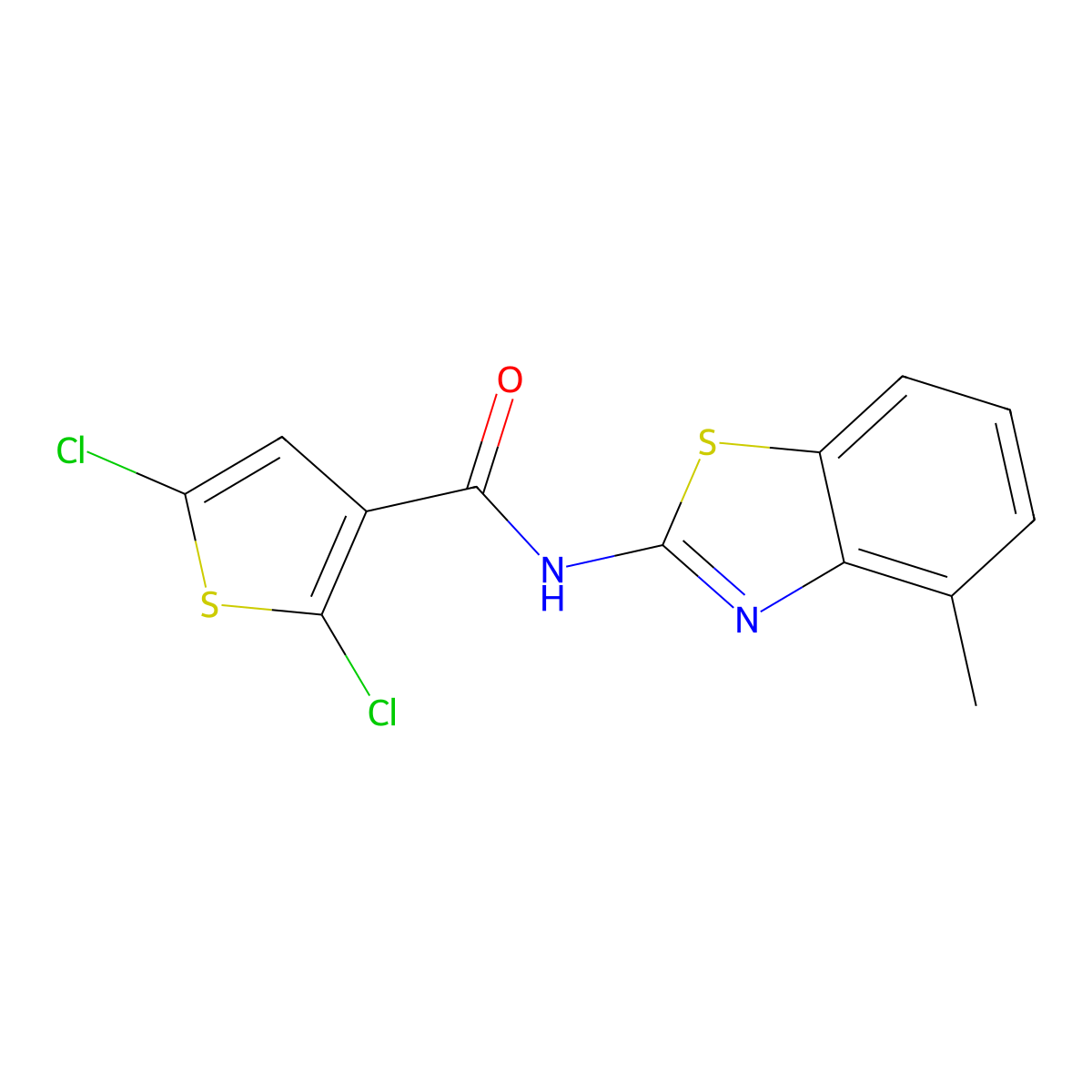 2,5-dichloro-N-(4-methyl-1,3-benzothiazol-2-yl)thiophene-3-carboxamide molecular structure, CAS 476626-87-6