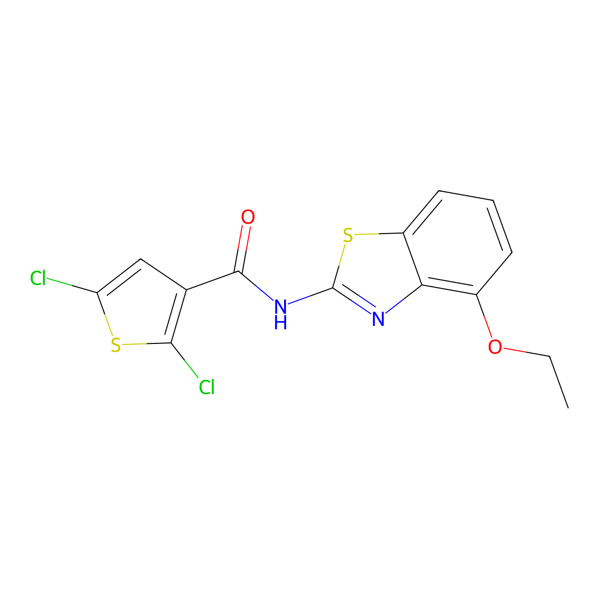 2,5-dichloro-N-(4-ethoxy-1,3-benzothiazol-2-yl)thiophene-3-carboxamide molecular structure, CAS 476626-88-7