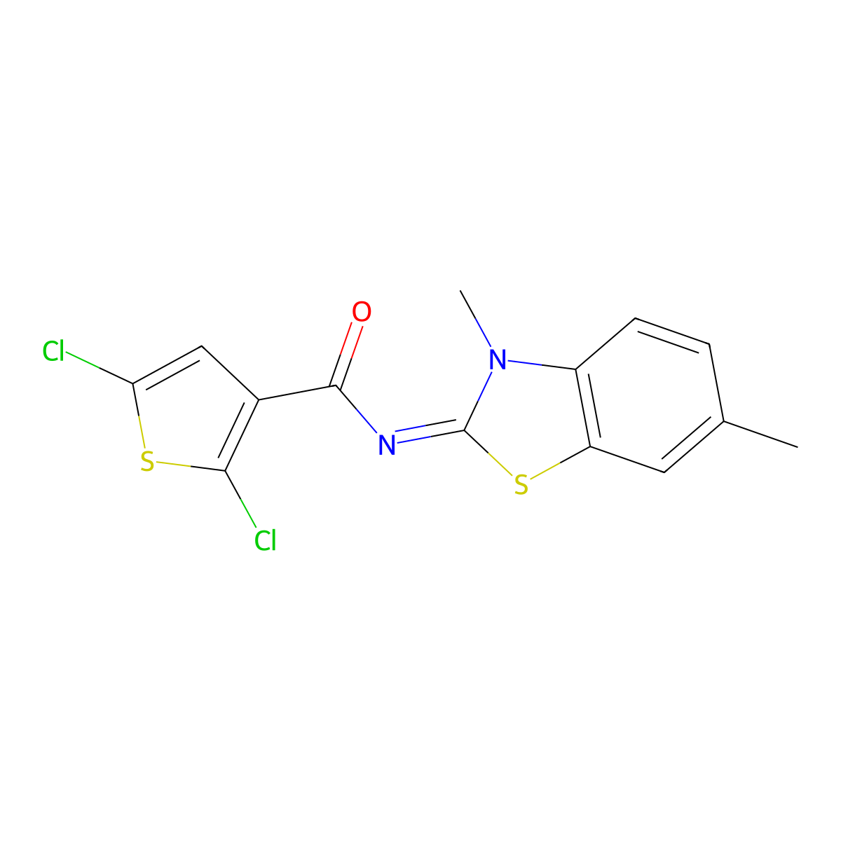 (Z)-2,5-dichloro-N-(3,6-dimethylbenzo[d]thiazol-2(3H)-ylidene)thiophene-3-carboxamide molecular structure, CAS 476626-91-2
