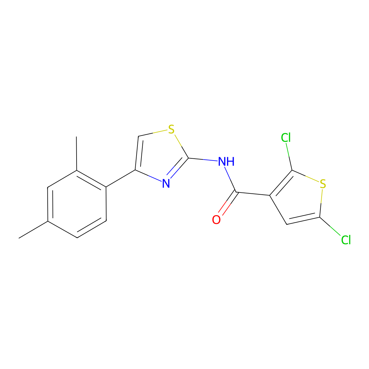 2,5-dichloro-N-[4-(2,4-dimethylphenyl)-1,3-thiazol-2-yl]thiophene-3-carboxamide molecular structure, CAS 476626-98-9