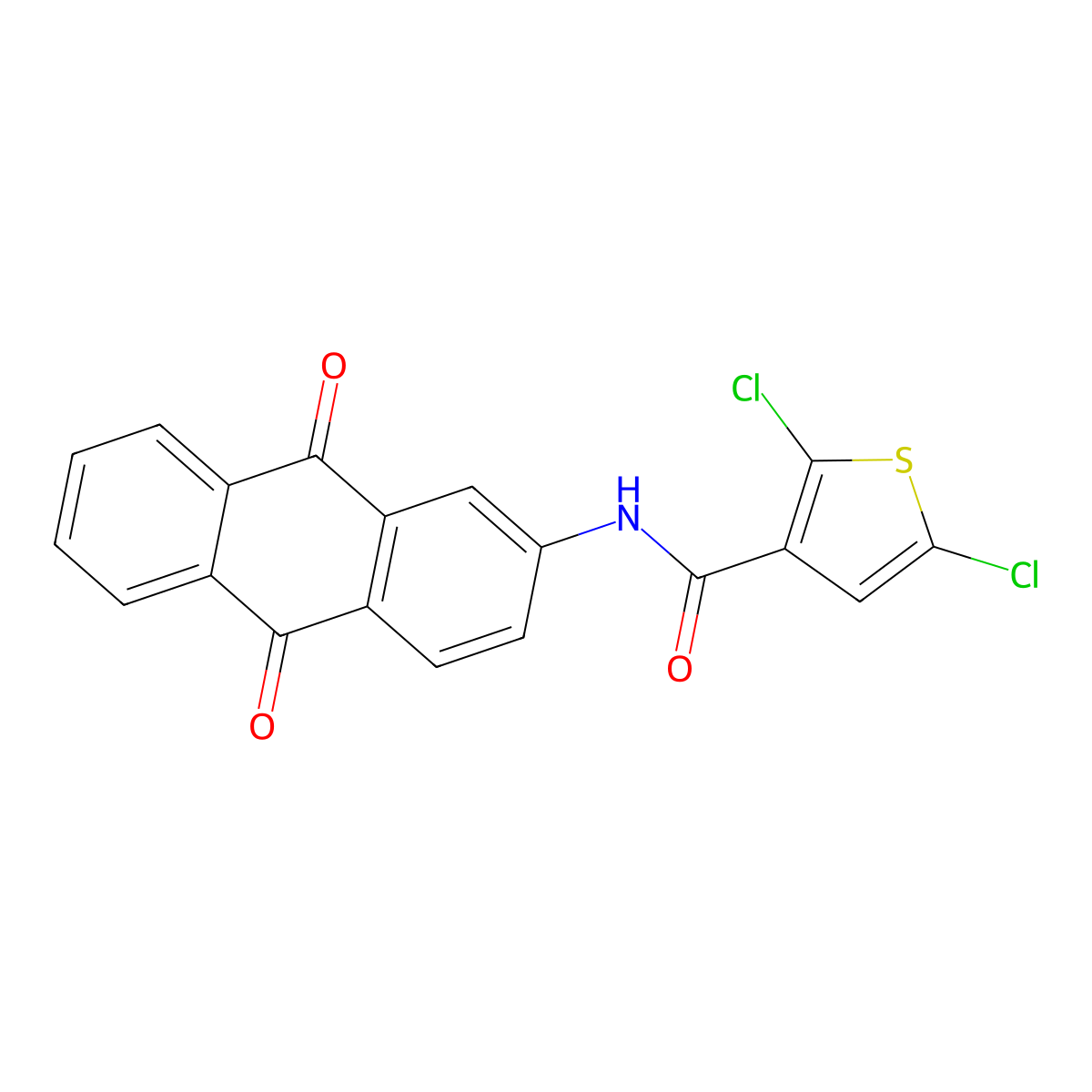 2,5-dichloro-N-(9,10-dioxo-9,10-dihydroanthracen-2-yl)thiophene-3-carboxamide molecular structure, CAS 476627-37-9
