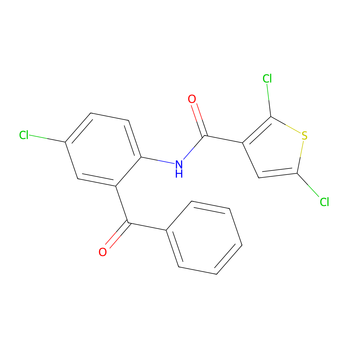 N-(2-benzoyl-4-chlorophenyl)-2,5-dichlorothiophene-3-carboxamide molecular structure, CAS 476627-41-5