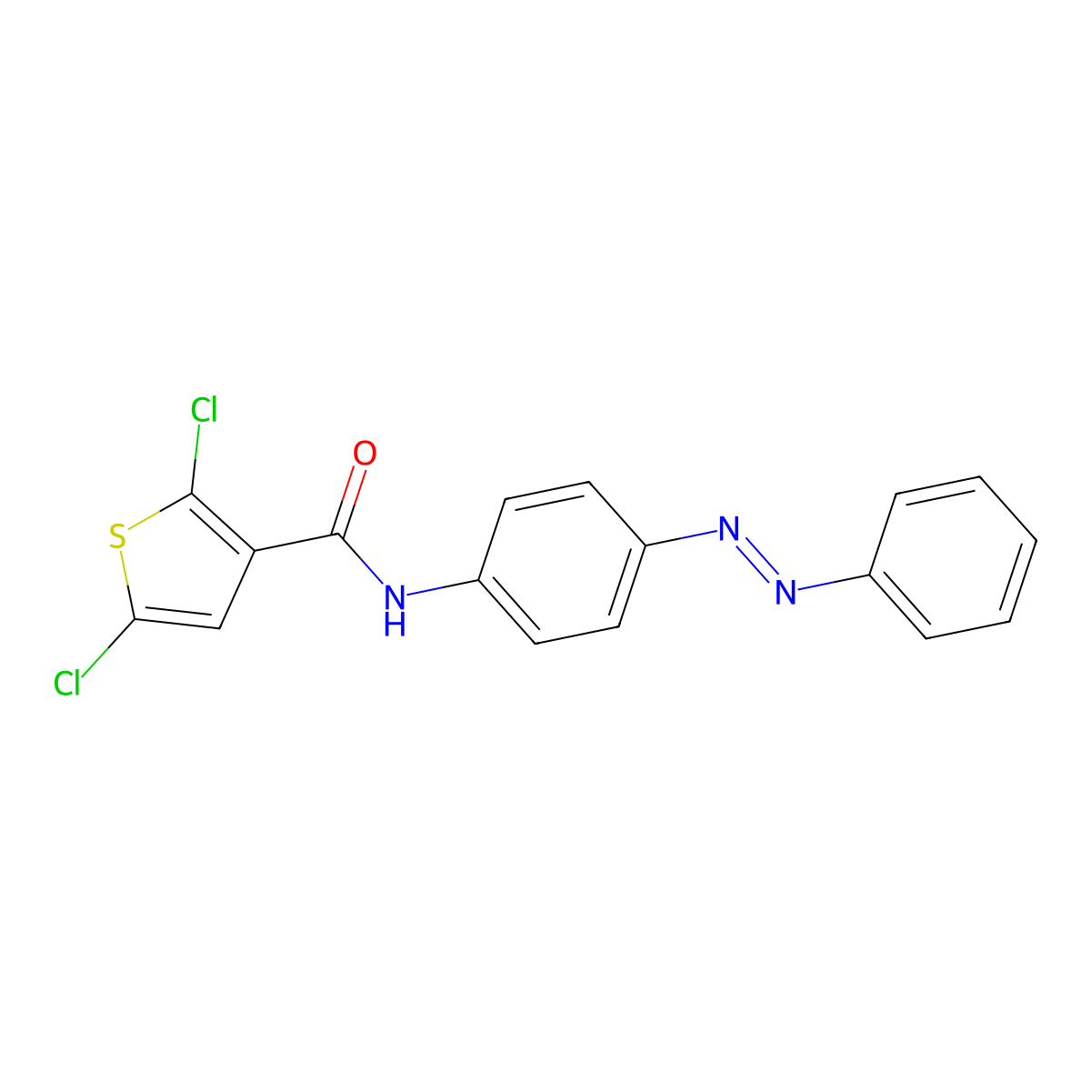 (E)-2,5-dichloro-N-(4-(phenyldiazenyl)phenyl)thiophene-3-carboxamide molecular structure, CAS 476627-48-2