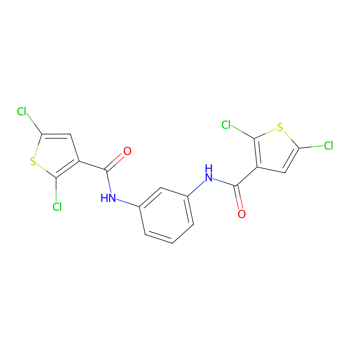 N,N'-(1,3-phenylene)bis(2,5-dichlorothiophene-3-carboxamide) molecular structure, CAS 476627-59-5