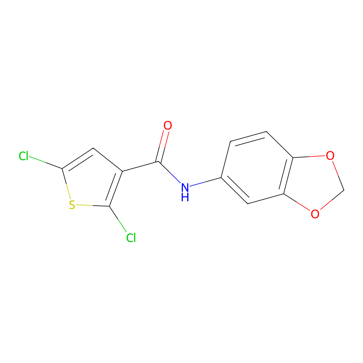 N-(benzo[d][1,3]dioxol-5-yl)-2,5-dichlorothiophene-3-carboxamide molecular structure, CAS 476627-60-8