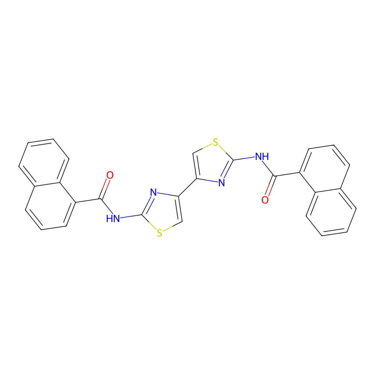 N-[4-[2-(naphthalene-1-carbonylamino)-1,3-thiazol-4-yl]-1,3-thiazol-2-yl]naphthalene-1-carboxamide molecular structure, CAS 476627-84-6