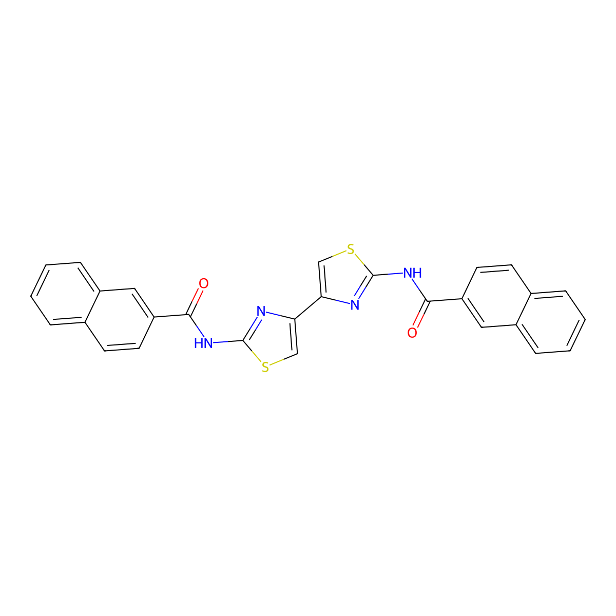 N-[4-[2-(naphthalene-2-carbonylamino)-1,3-thiazol-4-yl]-1,3-thiazol-2-yl]naphthalene-2-carboxamide molecular structure, CAS 476627-91-5