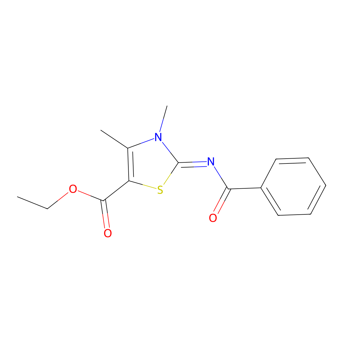 Ethyl 2-benzoylimino-3,4-dimethyl-1,3-thiazole-5-carboxylate molecular structure, CAS 476628-02-1
