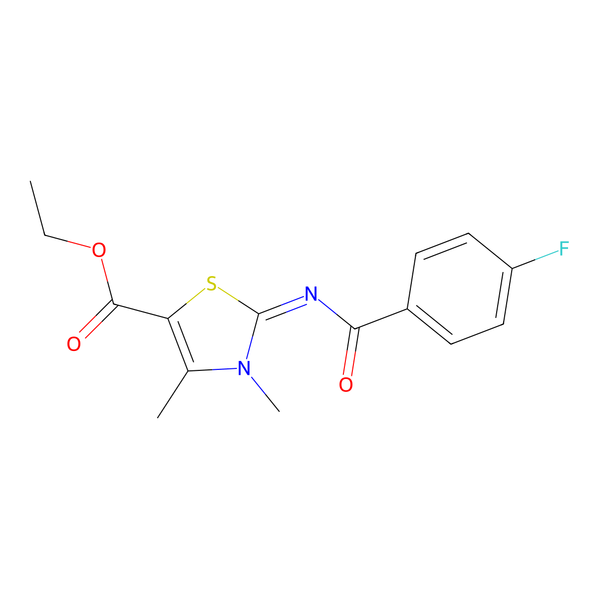 Ethyl 2-(4-fluorobenzoyl)imino-3,4-dimethyl-1,3-thiazole-5-carboxylate molecular structure, CAS 476628-08-7