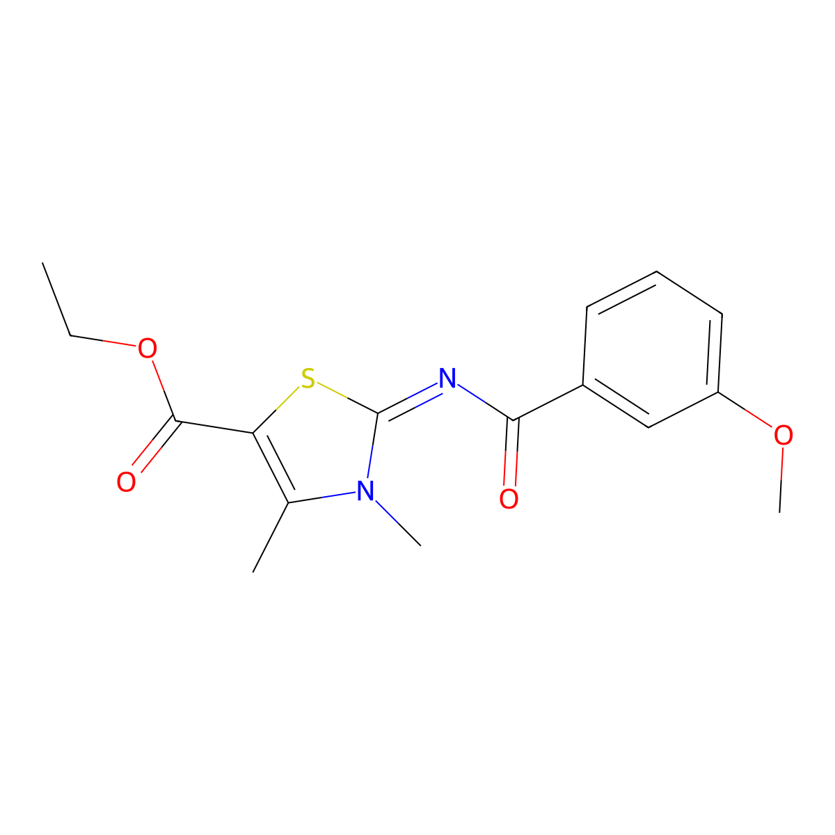 2-[(3-Methoxyphenyl)-oxomethyl]imino-3,4-dimethyl-5-thiazolecarboxylic acid ethyl ester molecular structure, CAS 476628-12-3