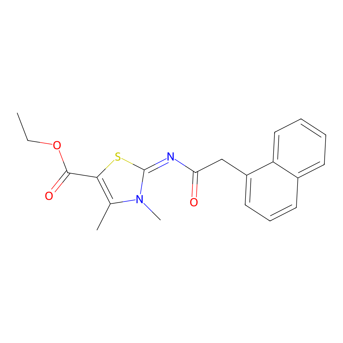 Ethyl 3,4-dimethyl-2-(2-naphthalen-1-ylacetyl)imino-1,3-thiazole-5-carboxylate molecular structure, CAS 476628-19-0