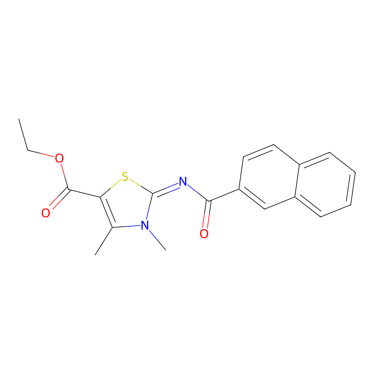 Ethyl 3,4-dimethyl-2-(naphthalene-2-carbonylimino)-1,3-thiazole-5-carboxylate molecular structure, CAS 476628-23-6