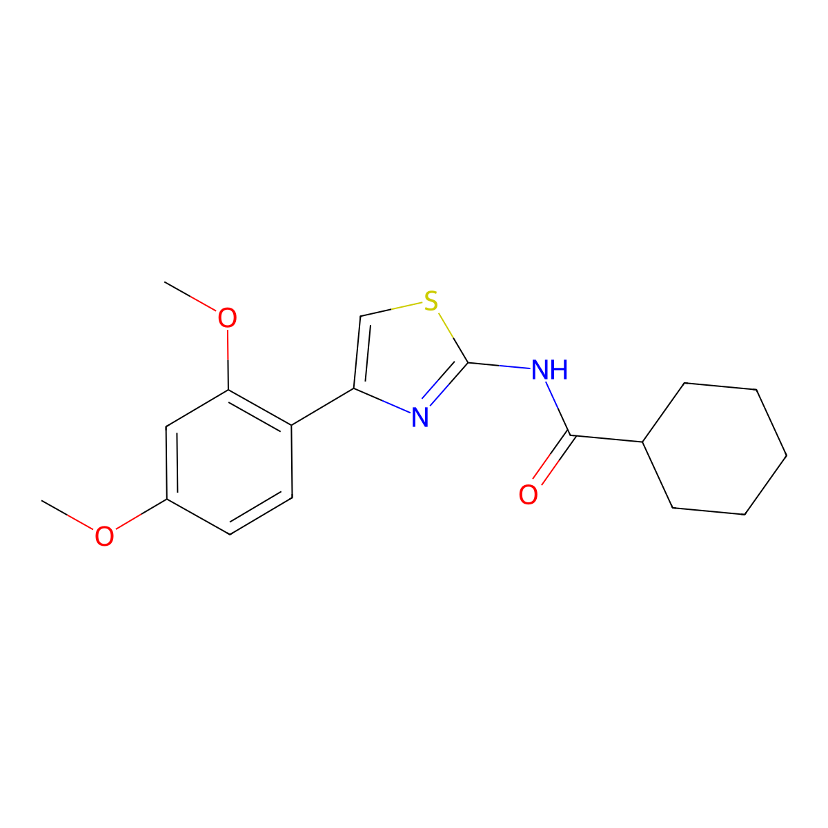 N-[4-(2,4-dimethoxyphenyl)-1,3-thiazol-2-yl]cyclohexanecarboxamide molecular structure, CAS 476628-60-1