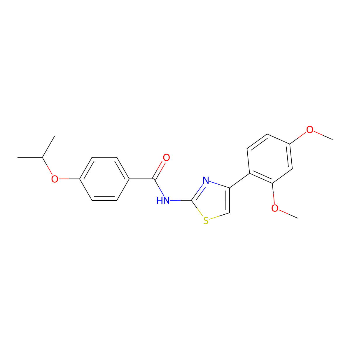 N-(4-(2,4-dimethoxyphenyl)thiazol-2-yl)-4-isopropoxybenzamide molecular structure, CAS 476631-21-7