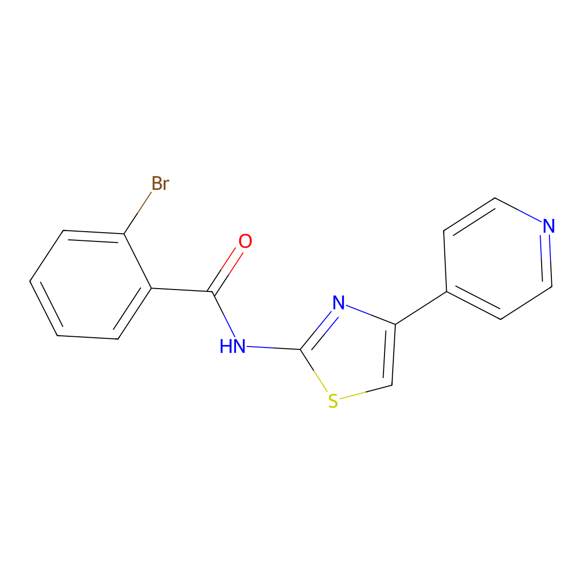 2-bromo-N-(4-pyridin-4-yl-1,3-thiazol-2-yl)benzamide molecular structure, CAS 476631-40-0