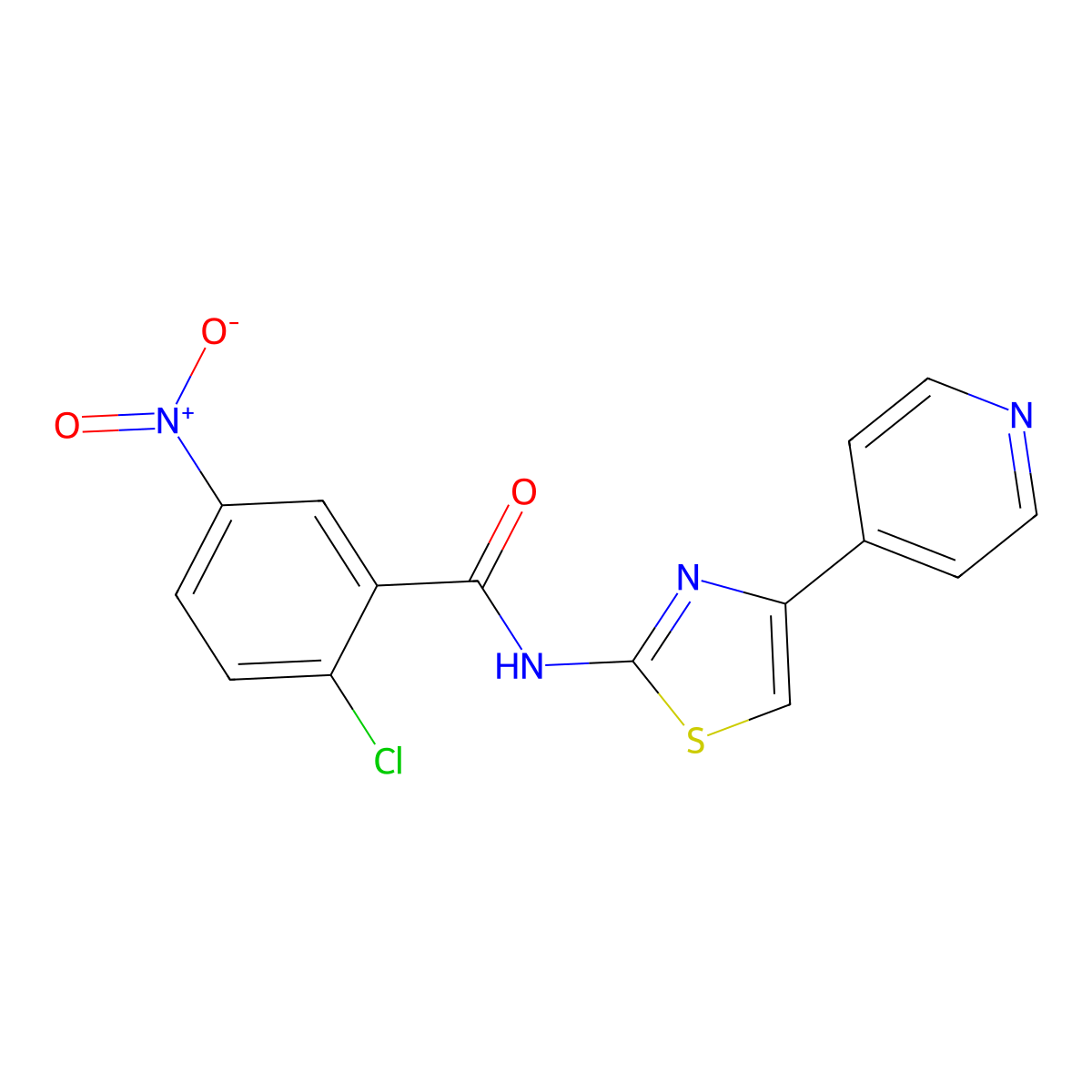 2-chloro-5-nitro-N-(4-pyridin-4-yl-1,3-thiazol-2-yl)benzamide molecular structure, CAS 476631-46-6