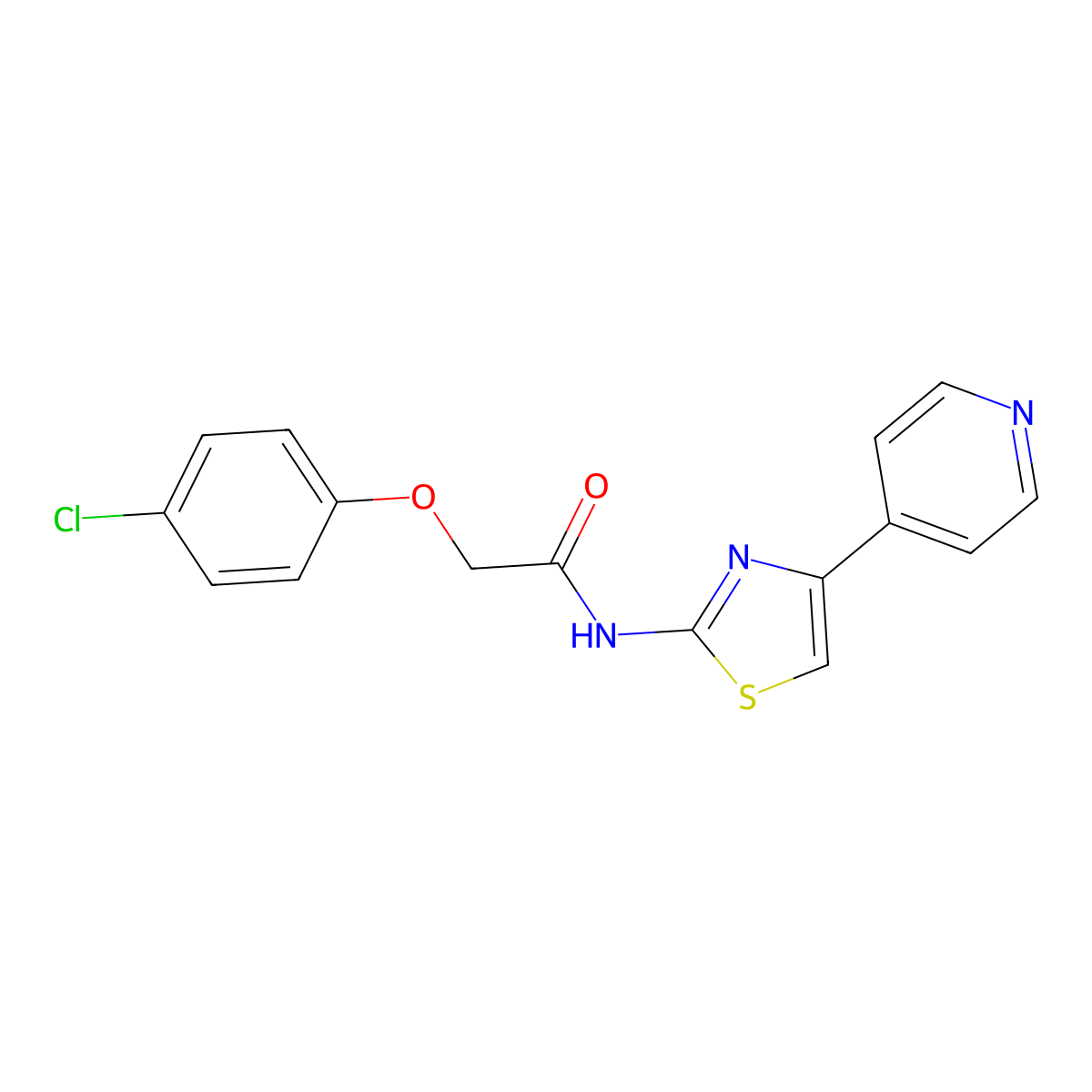 2-(4-chlorophenoxy)-N-(4-(pyridin-4-yl)thiazol-2-yl)acetamide molecular structure, CAS 476631-60-4