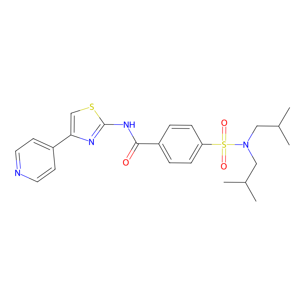 4-(N,N-diisobutylsulfamoyl)-N-(4-(pyridin-4-yl)thiazol-2-yl)benzamide molecular structure, CAS 476631-62-6