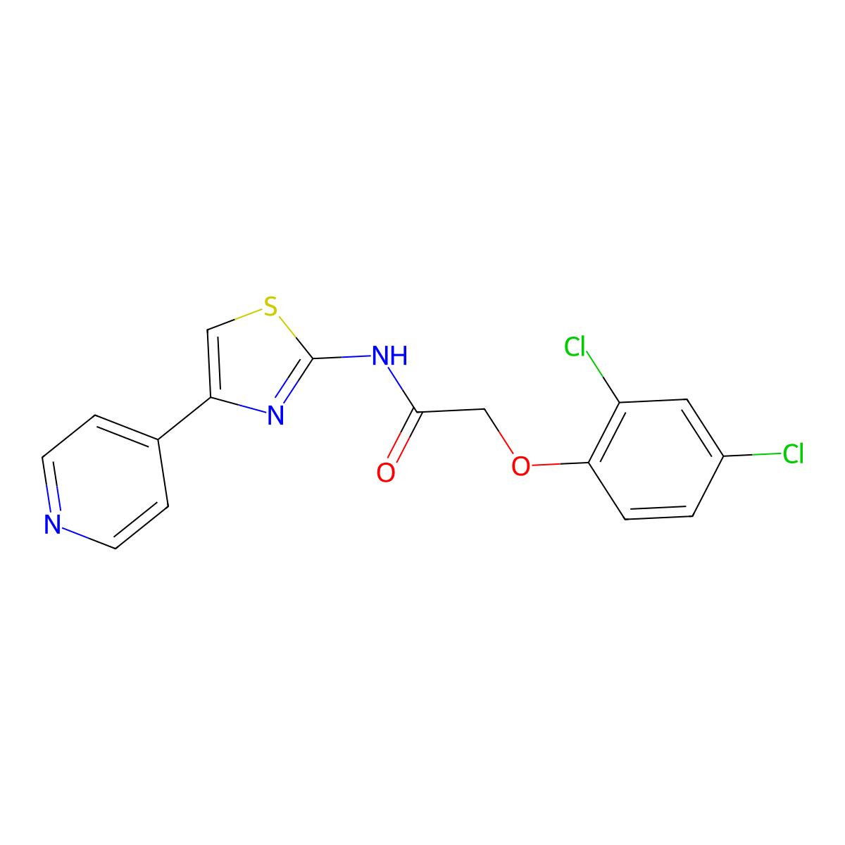 2-(2,4-dichlorophenoxy)-N-(4-(pyridin-4-yl)thiazol-2-yl)acetamide molecular structure, CAS 476631-63-7