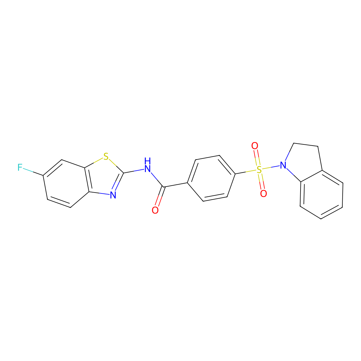 N-(6-fluorobenzo[d]thiazol-2-yl)-4-(indolin-1-ylsulfonyl)benzamide molecular structure, CAS 476633-12-2