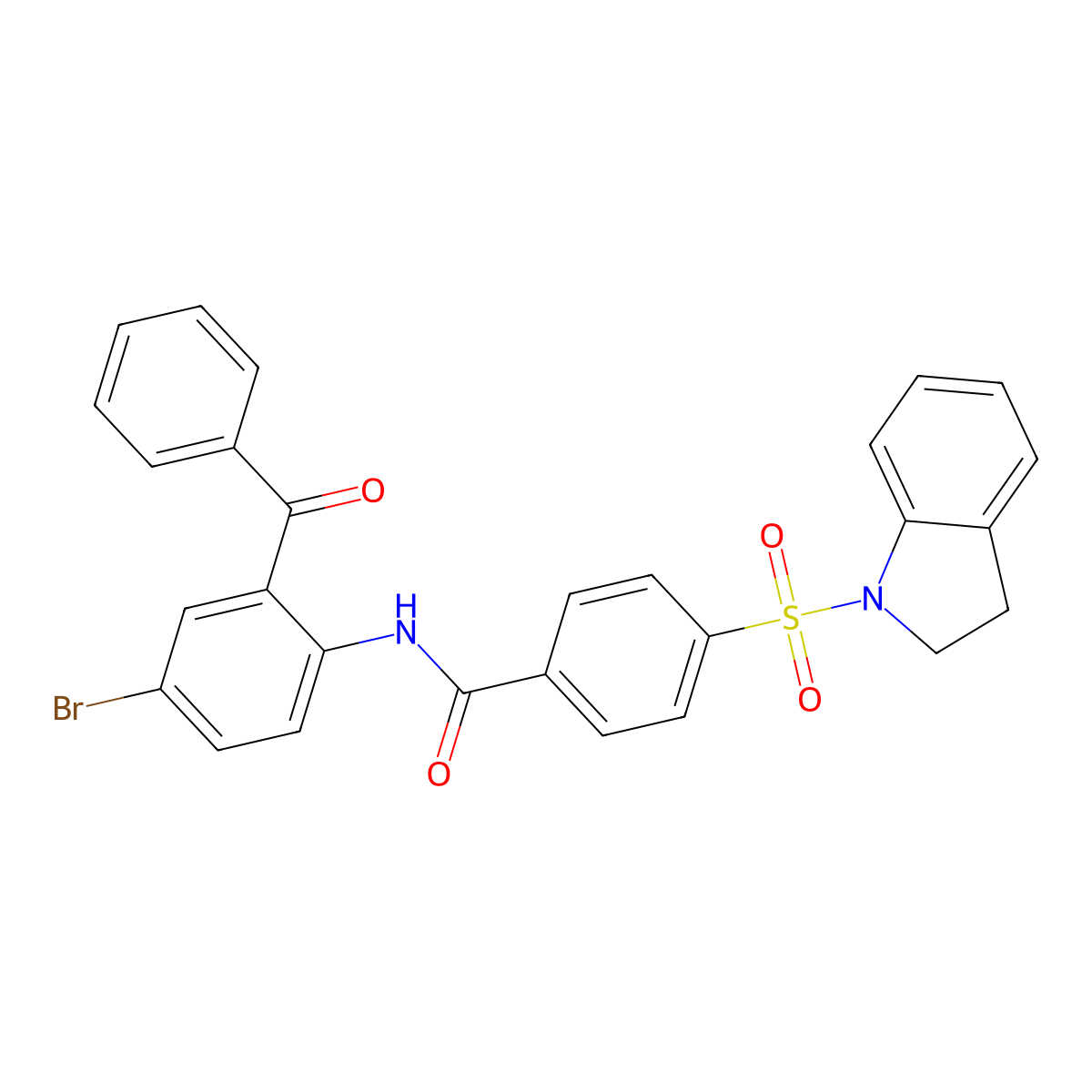 N-(2-benzoyl-4-bromophenyl)-4-(indolin-1-ylsulfonyl)benzamide molecular structure, CAS 476633-57-5