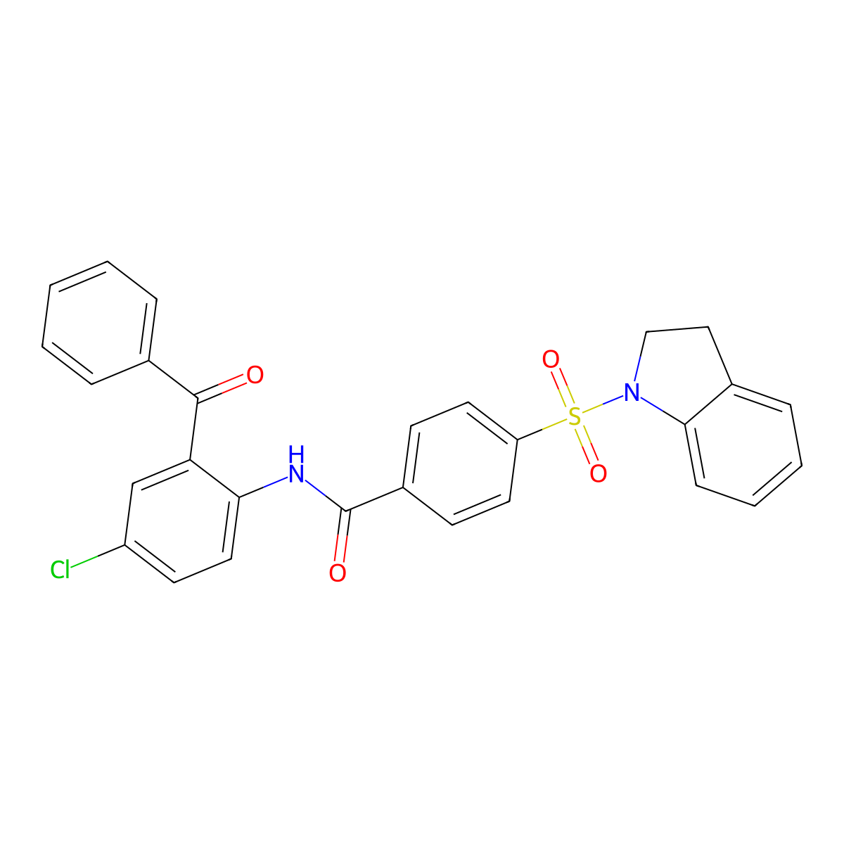 N-(2-benzoyl-4-chlorophenyl)-4-(indolin-1-ylsulfonyl)benzamide molecular structure, CAS 476633-59-7