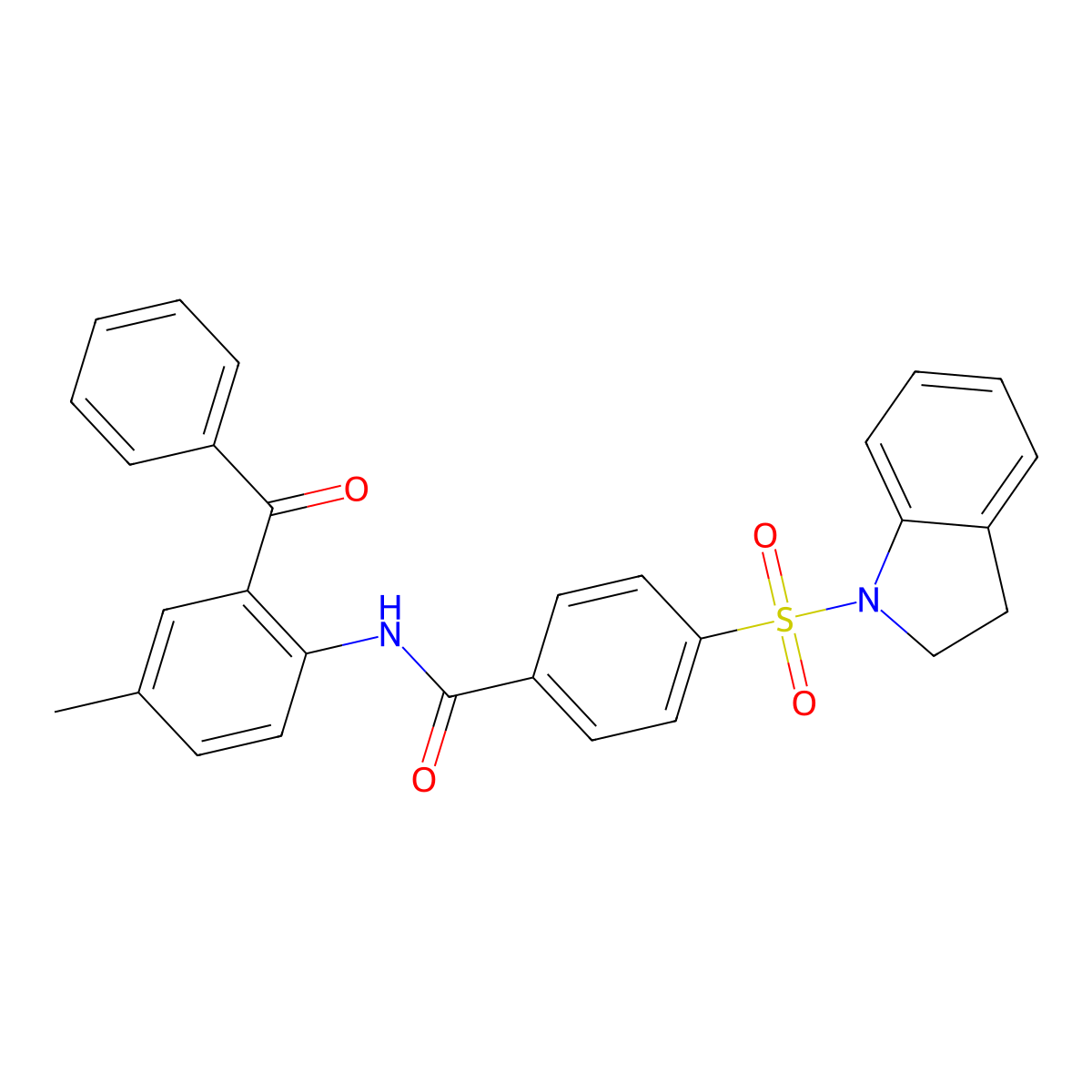 N-(2-benzoyl-4-methylphenyl)-4-(indolin-1-ylsulfonyl)benzamide molecular structure, CAS 476633-60-0