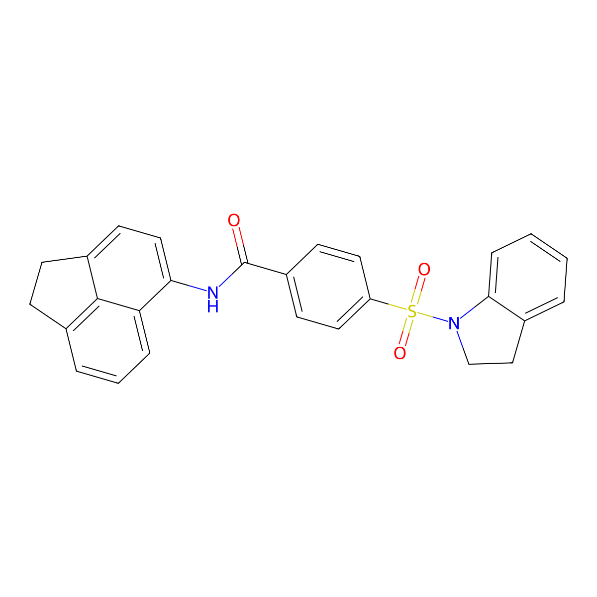 N-(1,2-dihydroacenaphthylen-5-yl)-4-(indolin-1-ylsulfonyl)benzamide molecular structure, CAS 476633-67-7
