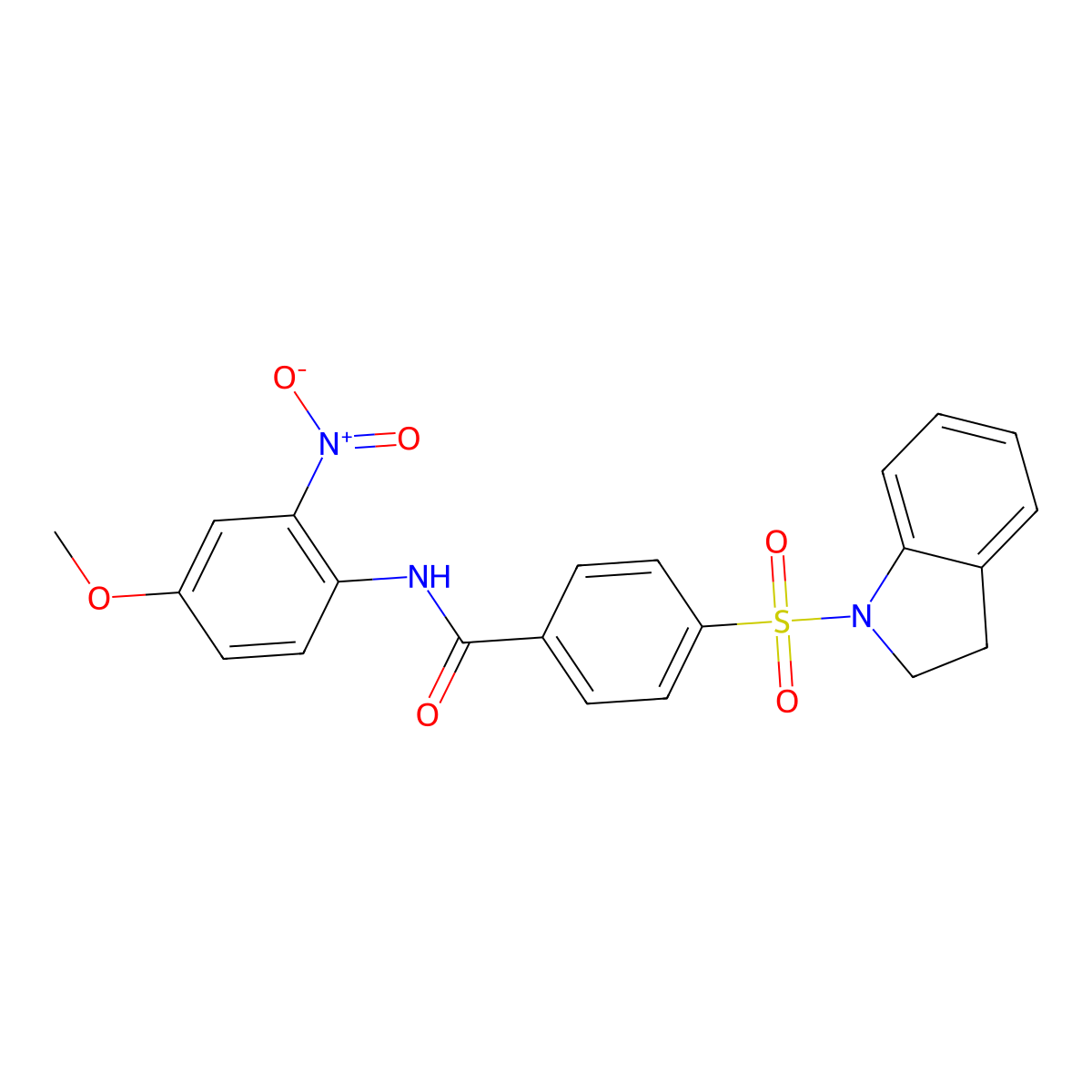 4-(indolin-1-ylsulfonyl)-N-(4-methoxy-2-nitrophenyl)benzamide molecular structure, CAS 476633-69-9