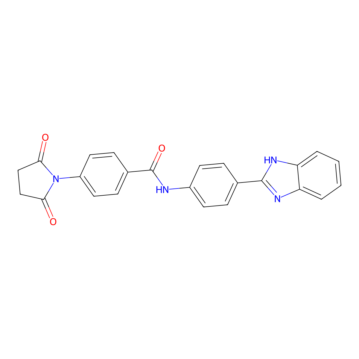 N-(4-(1H-benzo[d]imidazol-2-yl)phenyl)-4-(2,5-dioxopyrrolidin-1-yl)benzamide molecular structure, CAS 476634-10-3