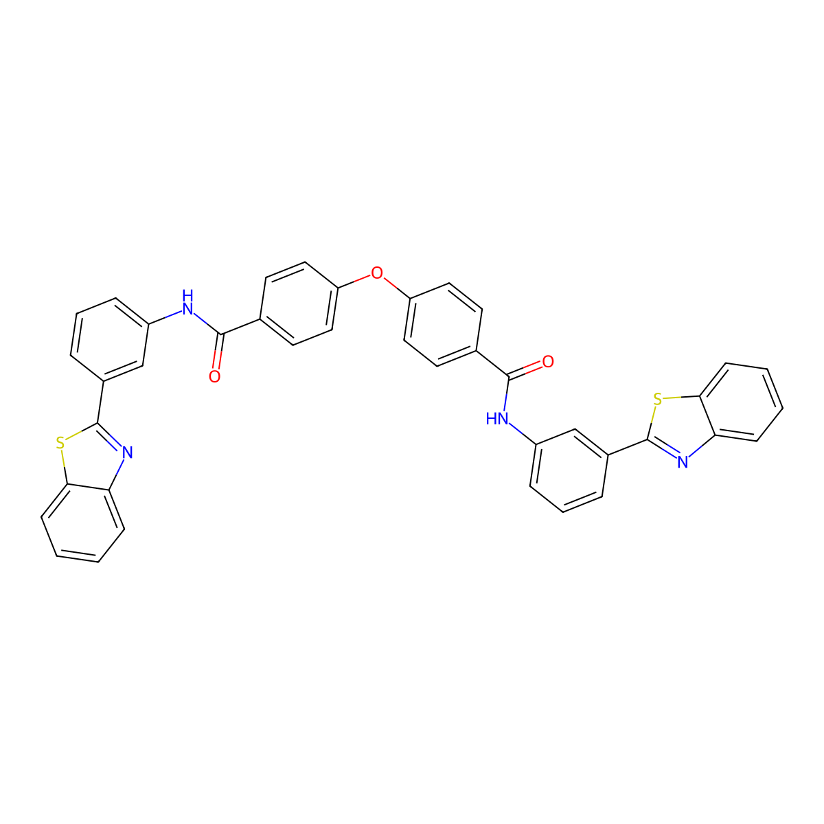 N-[3-(1,3-benzothiazol-2-yl)phenyl]-4-(4-{[3-(1,3-benzothiazol-2-yl)phenyl]carbamoyl}phenoxy)benzamide molecular structure, CAS 476634-38-5
