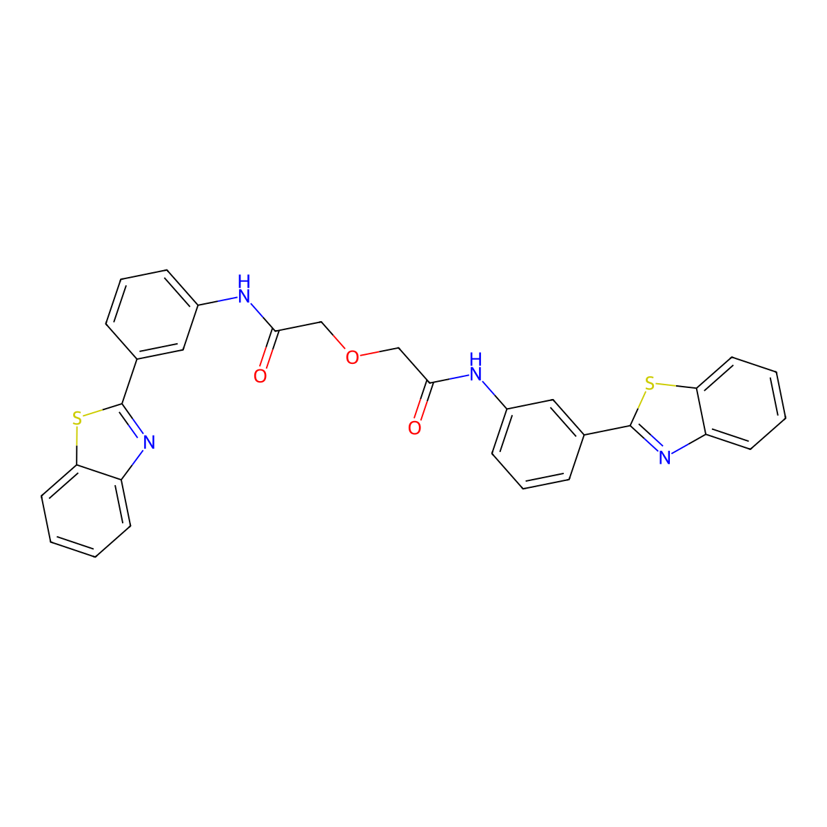 2-[2-[3-(1,3-benzothiazol-2-yl)anilino]-2-oxoethoxy]-N-[3-(1,3-benzothiazol-2-yl)phenyl]acetamide molecular structure, CAS 476634-40-9