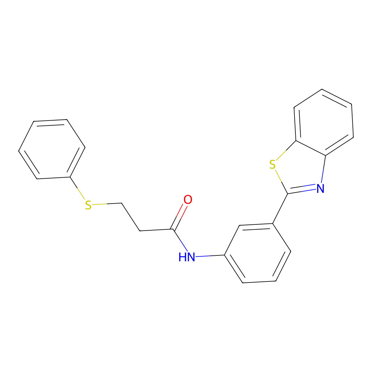 N-(3-(benzo[d]thiazol-2-yl)phenyl)-3-(phenylthio)propanamide molecular structure, CAS 476634-43-2