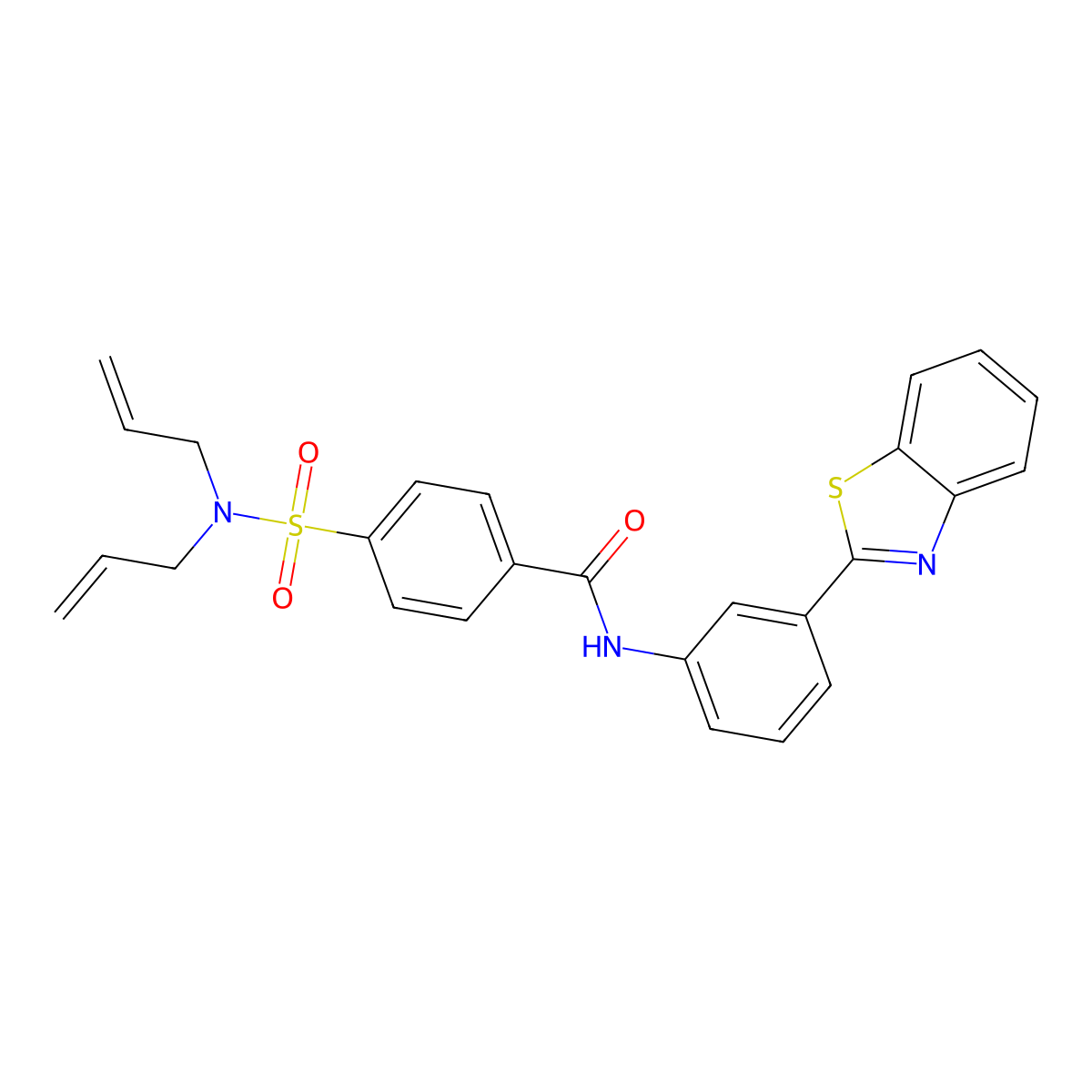 N-(3-(benzo[d]thiazol-2-yl)phenyl)-4-(N,N-diallylsulfamoyl)benzamide molecular structure, CAS 476634-54-5